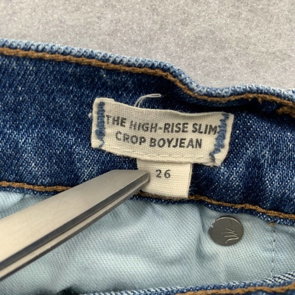 Madewell High Rise Slim‎ Crop Boy Jeans Medium Wash Denim 2 Tone Womens 26 - Picture 9 of 10